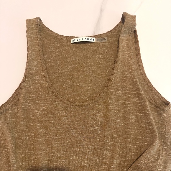 Alice + Olivia Tan Jacinda Tie Front Tank Top Size XS - Picture 3 of 5